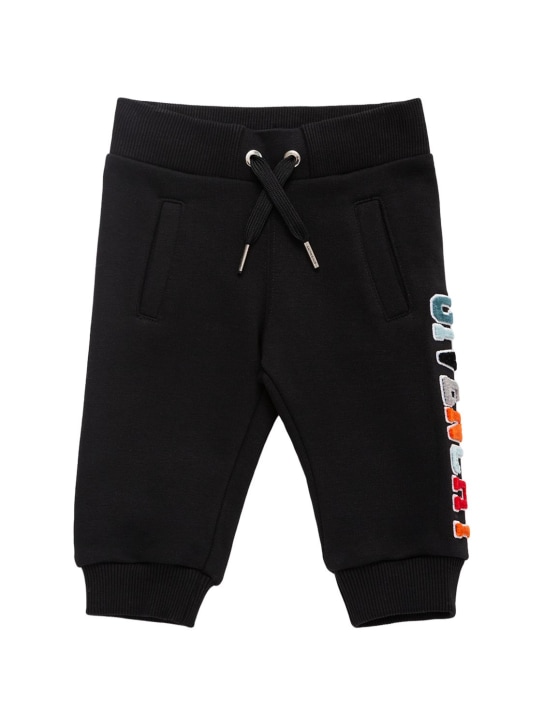 Givenchy: Logo patch cotton sweatpants - Negro - kids-boys_0 | Luisa Via Roma