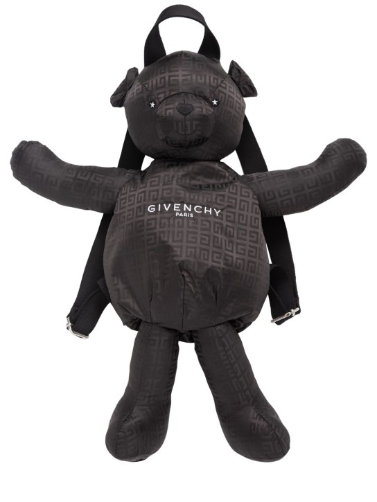 Givenchy: Sac à dos en forme d'ourson en nylon à logo - Noir - kids-boys_0 | Luisa Via Roma