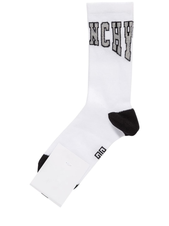 Givenchy: Logo intarsia cotton blend socks - White - kids-girls_1 | Luisa Via Roma