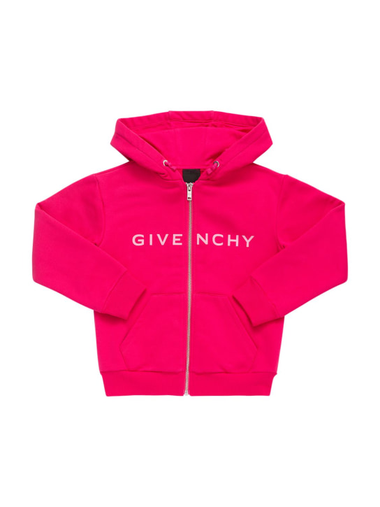 Givenchy: Cotton sweatshirt hoodie w/ logo - Fuchsia - kids-girls_0 | Luisa Via Roma