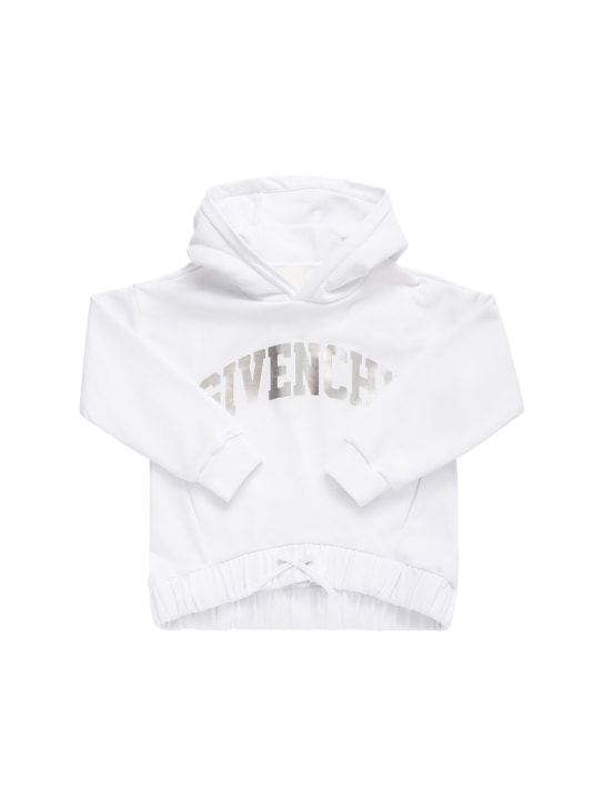 Givenchy: Cotton sweatshirt hoodie w/logo - White - kids-girls_0 | Luisa Via Roma