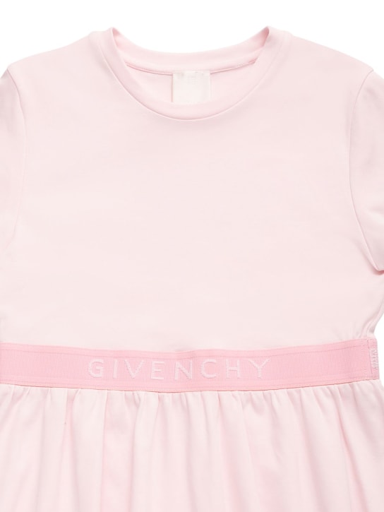 Givenchy: Robe chemise en jersey de coton à logo - Rose - kids-girls_1 | Luisa Via Roma