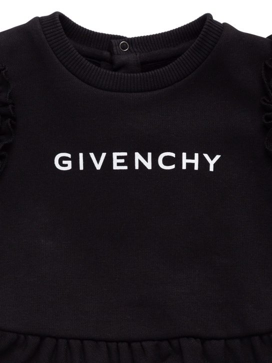 Givenchy: 褶饰棉质卫衣裙 - 黑色 - kids-girls_1 | Luisa Via Roma