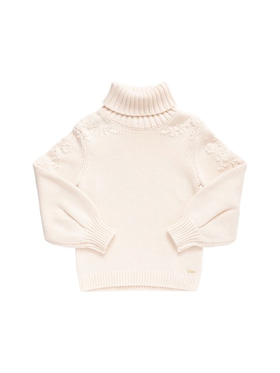 Chloé: Organic cotton & wool sweater - Ivory - kids-girls_0 | Luisa Via Roma