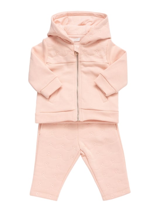 Chloé: Cotton sweatshirt & sweatpants - Pink - kids-girls_0 | Luisa Via Roma