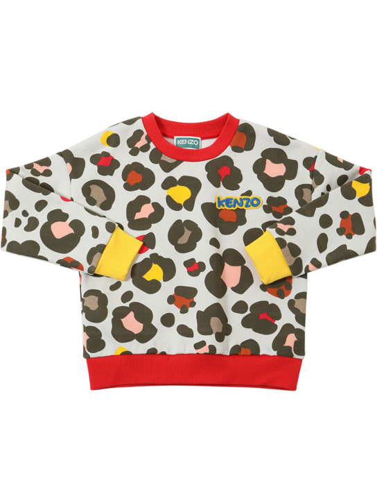 Kenzo Kids: Printed cotton blend sweatshirt w/logo - Multicolor - kids-girls_0 | Luisa Via Roma