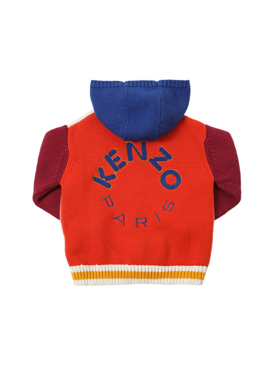 Kenzo Kids: Knit cardigan hoodie w/logo patch - Bunt - kids-girls_0 | Luisa Via Roma