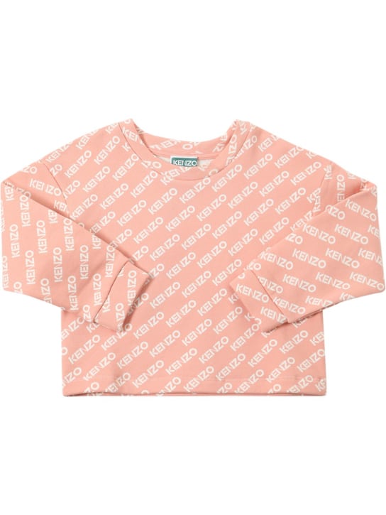 Kenzo Kids: Cotton sweatshirt w/logo - Pink - kids-girls_0 | Luisa Via Roma