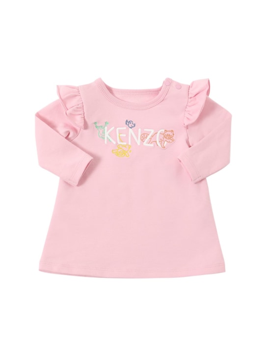 Kenzo Kids: Cotton dress, leggings & headband - Pink - kids-girls_1 | Luisa Via Roma