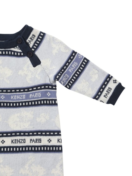 Kenzo Kids: Organic cotton jacquard knit romper - Blue - kids-boys_1 | Luisa Via Roma