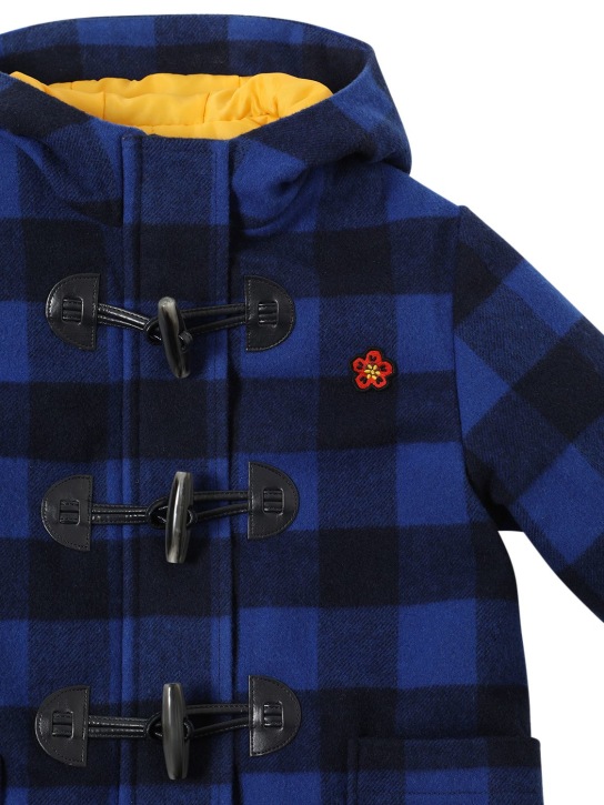 Kenzo Kids: Manteau en laine mélangée à carreaux Montgomery - Bleu/Noir - kids-boys_1 | Luisa Via Roma