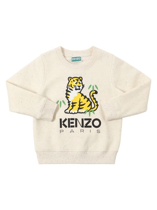 Kenzo Kids: Printed cotton sweatshirt w/logo - Beige - kids-girls_0 | Luisa Via Roma