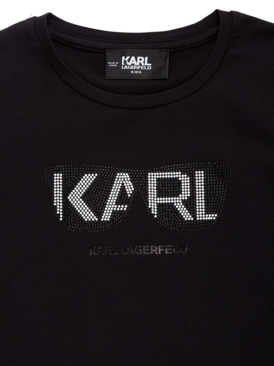 Karl Lagerfeld: Embellished long sleeve t-shirt - Black - kids-girls_1 | Luisa Via Roma