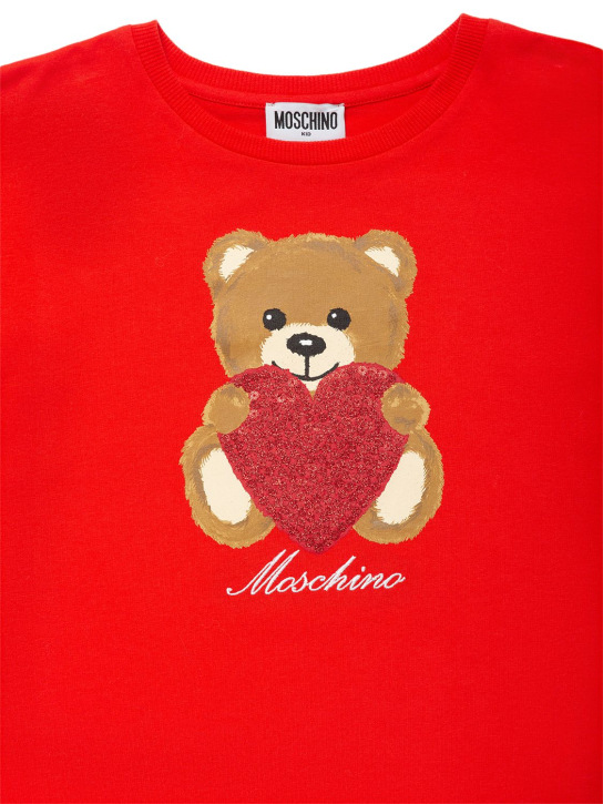 Moschino: T-shirt en jersey de coton imprimé - Rouge - kids-girls_1 | Luisa Via Roma