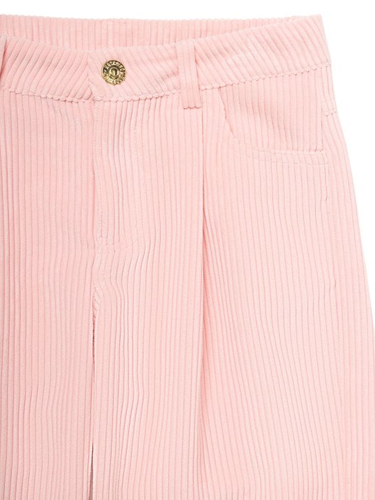 Moschino: Embroidered logo corduroy pants - Pink - kids-girls_1 | Luisa Via Roma