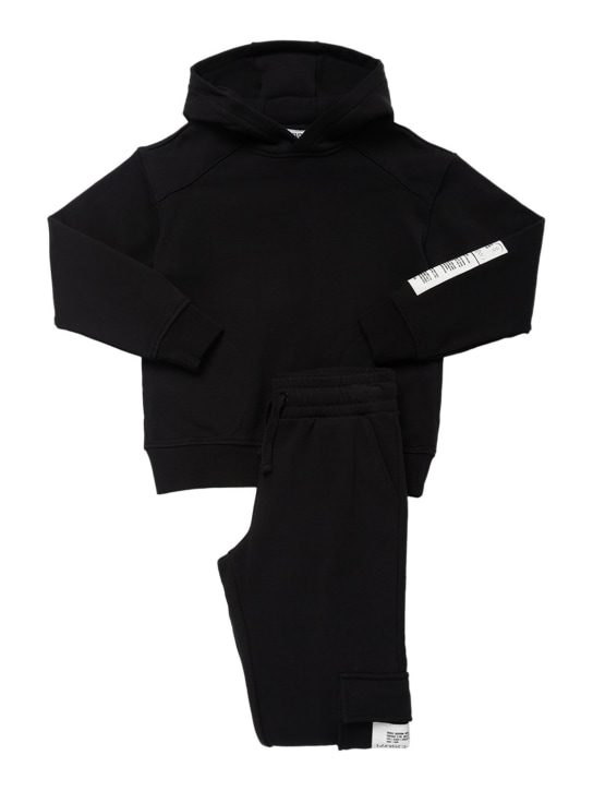 Moschino: Cotton hoodie & sweatpants w/logo - Black - kids-boys_0 | Luisa Via Roma