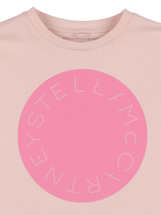 Stella Mccartney Kids: Printed organic cotton cropped t-shirt - Pink - kids-girls_1 | Luisa Via Roma