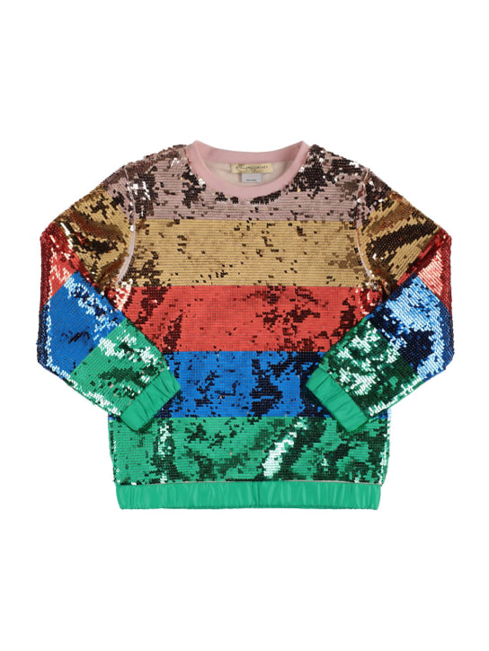 Stella Mccartney Kids: Sweat-shirt en coton biologique à sequins - Multicolore - kids-girls_0 | Luisa Via Roma