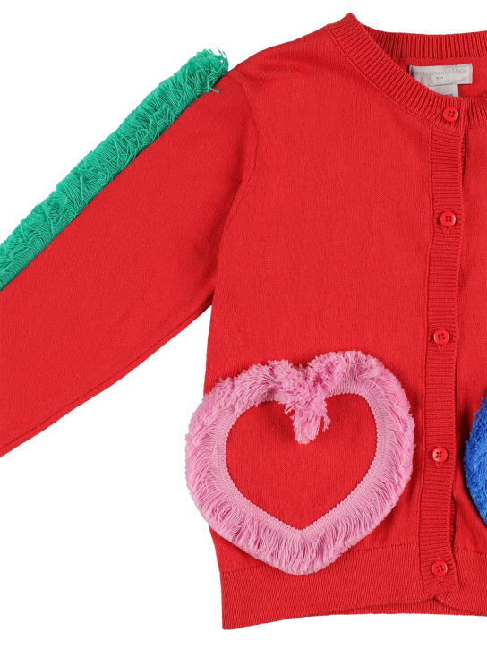 Stella Mccartney Kids: Cardigan en maille de coton biologique - Rouge - kids-girls_1 | Luisa Via Roma