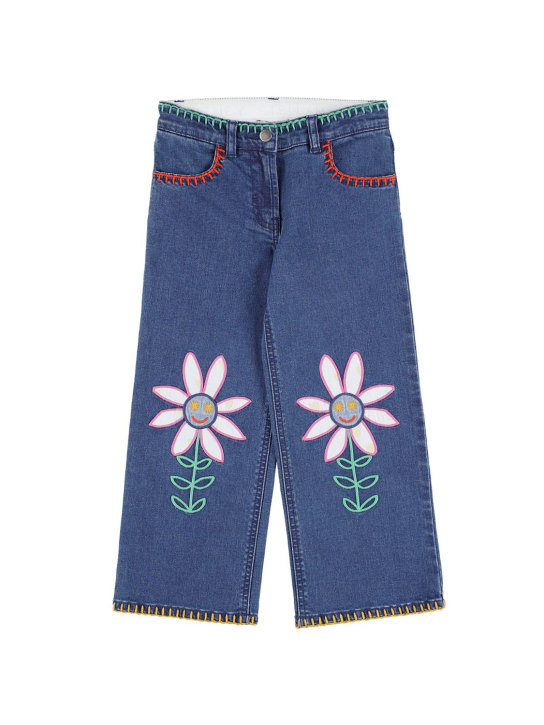 Stella Mccartney Kids: Embroidered organic cotton denim jeans - Denim - kids-girls_0 | Luisa Via Roma