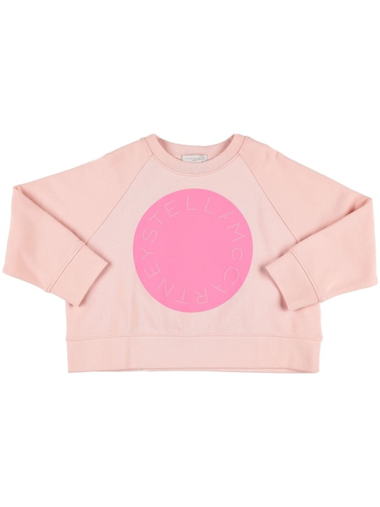 Stella Mccartney Kids: Organic cotton sweatshirt & sweatpants - Rosa - kids-girls_0 | Luisa Via Roma