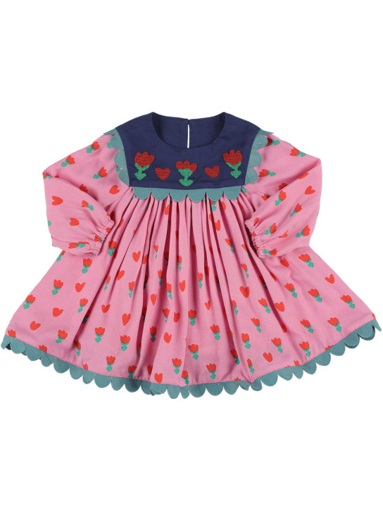 Stella Mccartney Kids: Printed viscose dress w/ diaper cover - Pink - kids-girls_1 | Luisa Via Roma