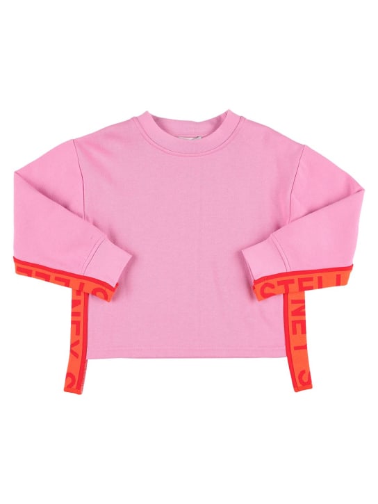 Stella Mccartney Kids: Organic cotton sweatshirt & sweatpants - Fuchsia - kids-girls_0 | Luisa Via Roma