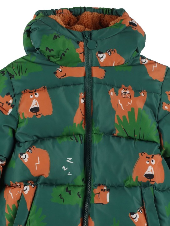 Stella Mccartney Kids: Bear print recycled nylon puffer jacket - Green - kids-boys_1 | Luisa Via Roma