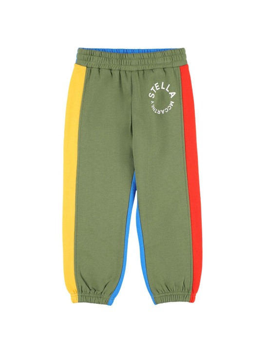 Stella Mccartney Kids: Color block organic cotton sweatpants - Multicolor - kids-boys_0 | Luisa Via Roma