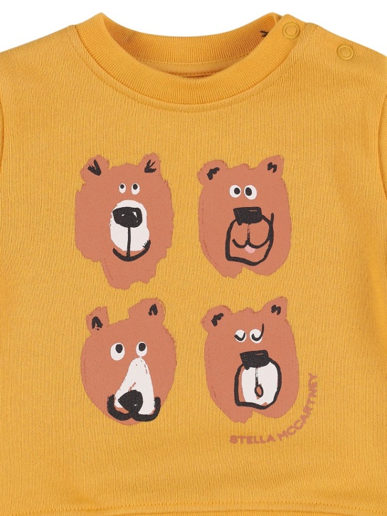 Stella Mccartney Kids: Bear print organic cotton sweatshirt - Dark Yellow - kids-boys_1 | Luisa Via Roma