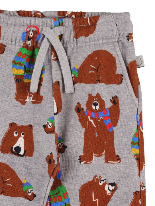 Stella Mccartney Kids: Bear print organic cotton sweatpants - Grey/Brown - kids-boys_1 | Luisa Via Roma