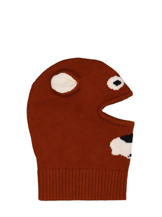 Stella Mccartney Kids: Bear knit organic cotton hat w/ ears - Brown - kids-boys_1 | Luisa Via Roma