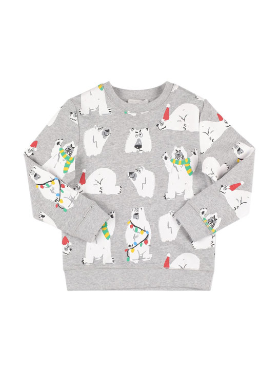 Stella Mccartney Kids: Bear print organic cotton sweatshirt - Grey - kids-girls_0 | Luisa Via Roma