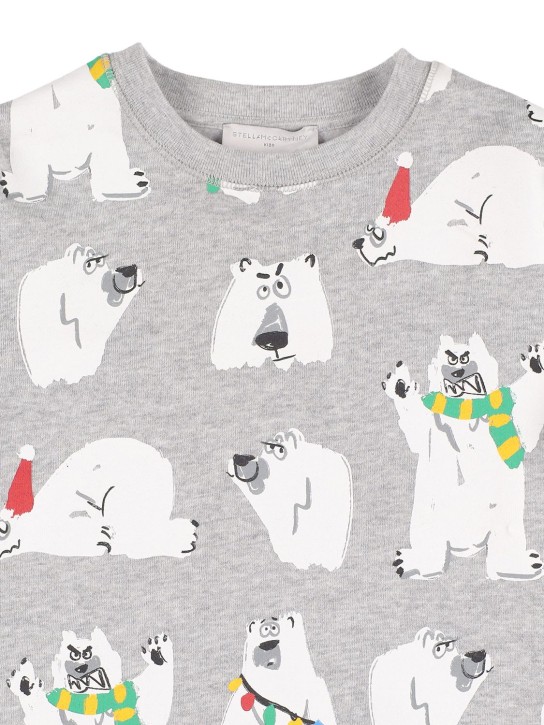 Stella Mccartney Kids: Bear print organic cotton sweatshirt - Grey - kids-girls_1 | Luisa Via Roma