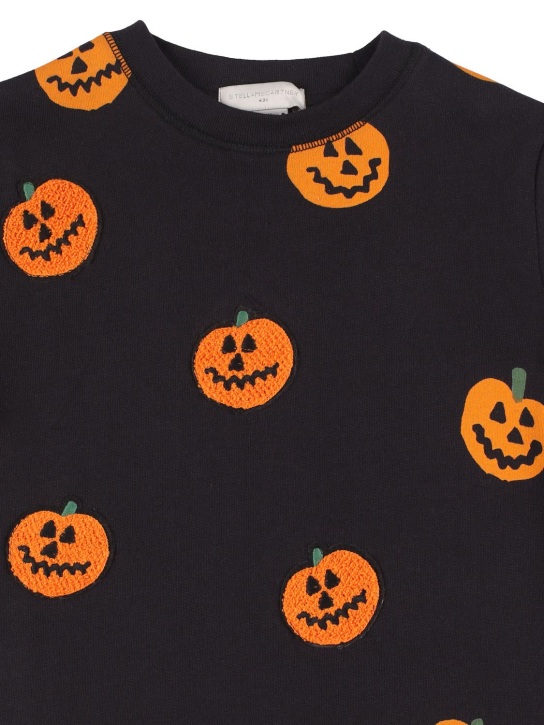 Stella Mccartney Kids: Pumpkin print organic cotton sweatshirt - Black/Orange - kids-boys_1 | Luisa Via Roma