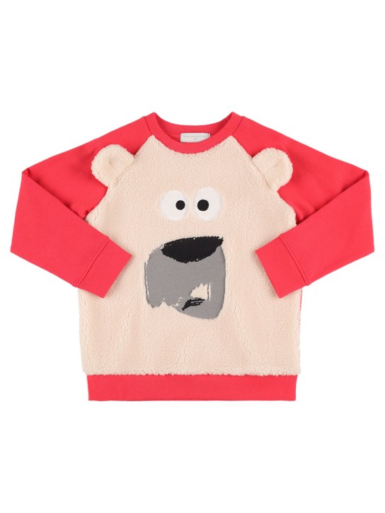 Stella Mccartney Kids: Bear organic cotton sweatshirt - Red/White - kids-girls_0 | Luisa Via Roma