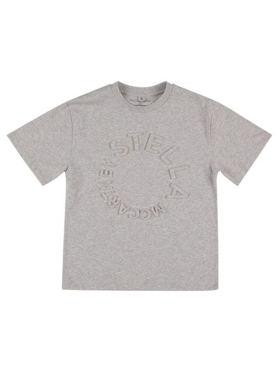 Stella Mccartney Kids: Printed organic cotton t-shirt - Grey - kids-girls_0 | Luisa Via Roma