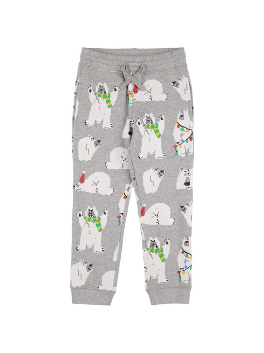 Stella Mccartney Kids: Bear print organic cotton sweatpants - Grey - kids-boys_0 | Luisa Via Roma