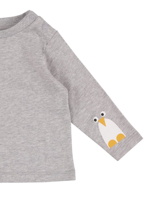 Stella Mccartney Kids: Penguin prtin organic cotton t-shirt - Grey - kids-girls_1 | Luisa Via Roma
