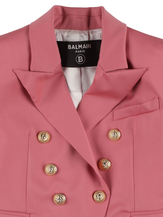 Balmain: Double breasted wool jacket - Pink - kids-girls_1 | Luisa Via Roma