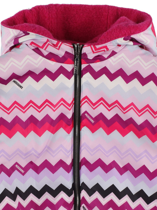 Missoni: Veste réversible en nylon à capuche - Fuchsia/Multicolore - kids-girls_1 | Luisa Via Roma