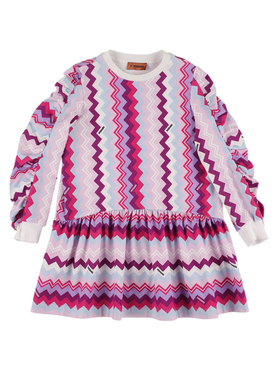 Missoni: Robe en jersey de coton imprimé zig zag - Multicolore - kids-girls_0 | Luisa Via Roma
