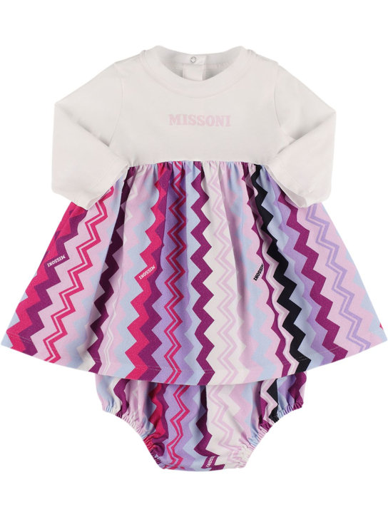 Missoni: Robe & couche-culotte à imprimé zig zag - Multicolore - kids-girls_0 | Luisa Via Roma