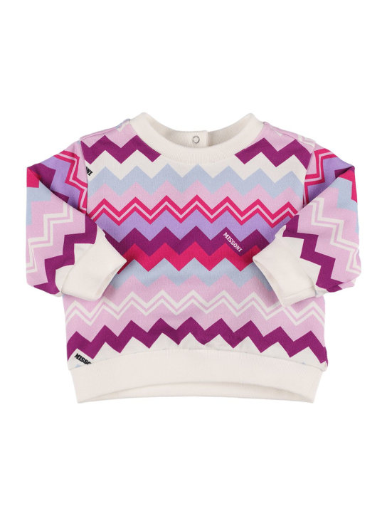 Missoni: Zig zag printed cotton terry sweatshirt - Multicolor - kids-girls_0 | Luisa Via Roma