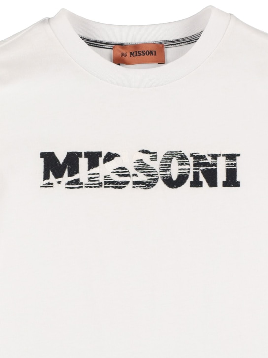 Missoni: Camiseta de jersey de algodón bordada - Blanco - kids-girls_1 | Luisa Via Roma