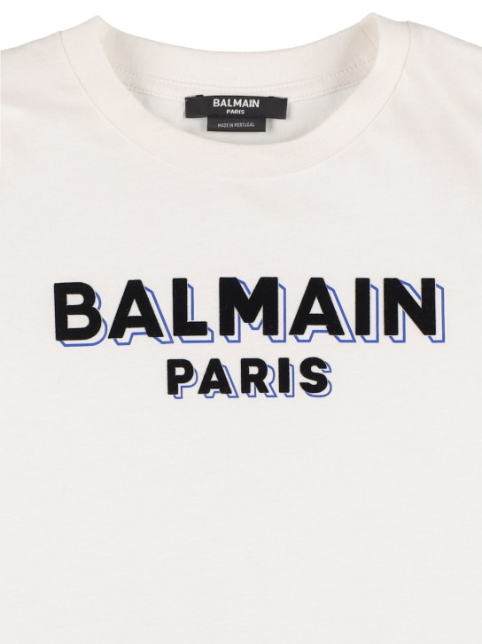 Balmain: Organic cotton jersey t-shirt w/logo - kids-boys_1 | Luisa Via Roma