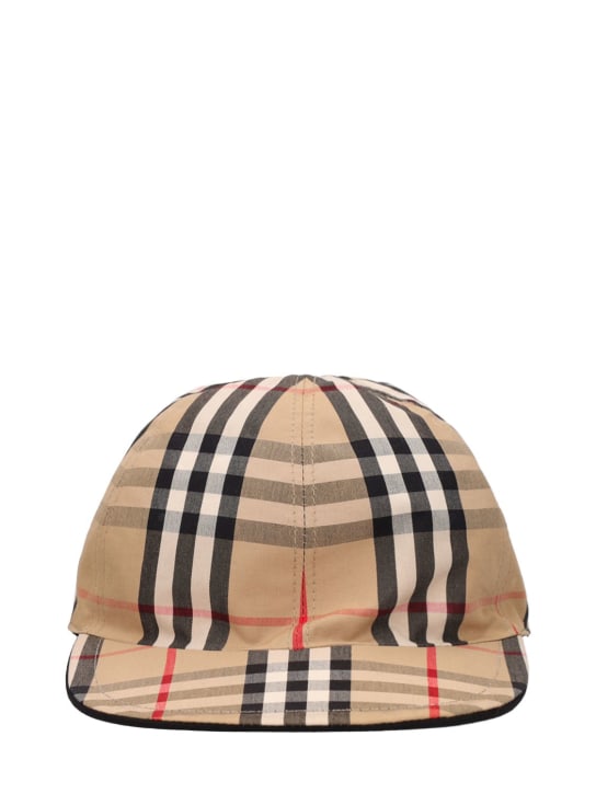 Burberry: Check print cotton baseball hat - Beige - kids-boys_0 | Luisa Via Roma