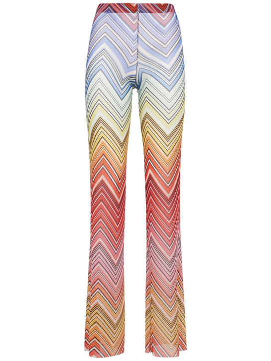Missoni: Chevron print tulle flared pants - Multicolor - women_0 | Luisa Via Roma