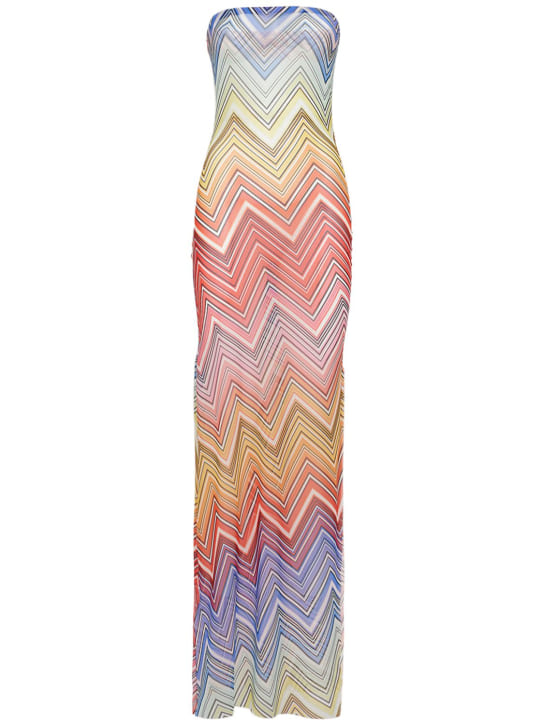Missoni: Chevron print tulle long tube dress - Multicolor Chev - women_0 | Luisa Via Roma