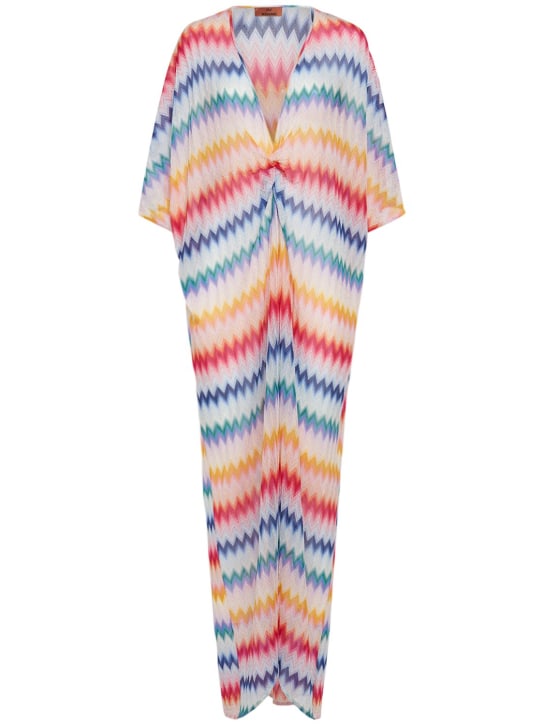 Missoni: Chevron draped lurex long dress - Multicolor - women_0 | Luisa Via Roma